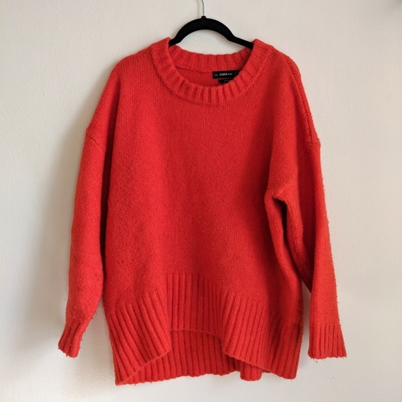 Zara Sweaters - Zara Knit Orange Sweater with Wool